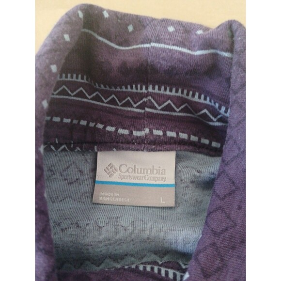 Columbia Oversized Turtleneck Shirt Top Womens L Purple Geometric Cozy Outdoor - Picture 4 of 8